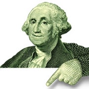 George Washington pointing below - fuel efficiency
