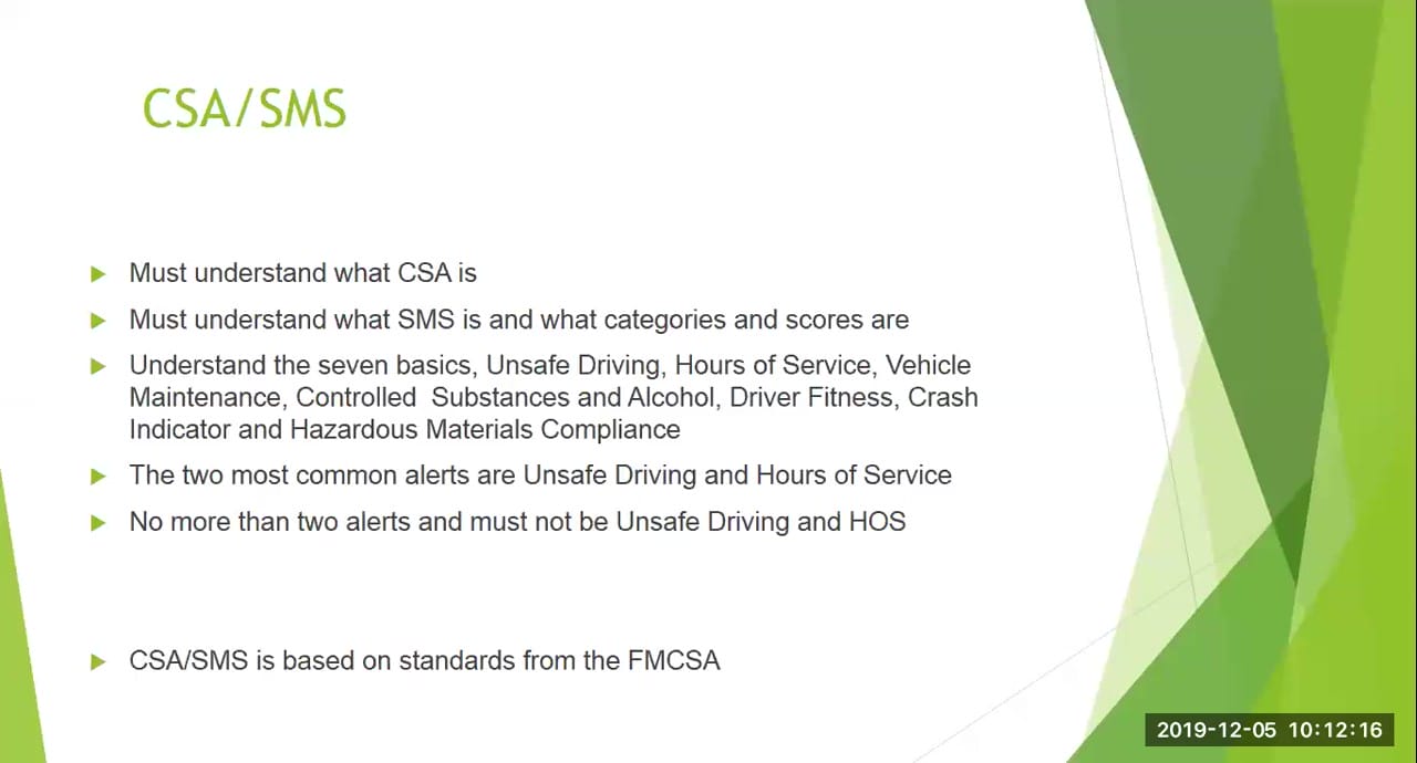 Characteristics of Great Trucking Companies CSA SMS