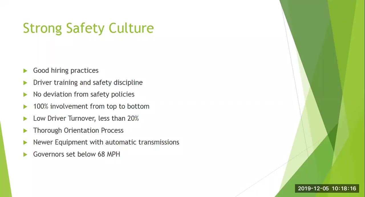 Characteristics of Great Trucking Companies Strong Safety Culture