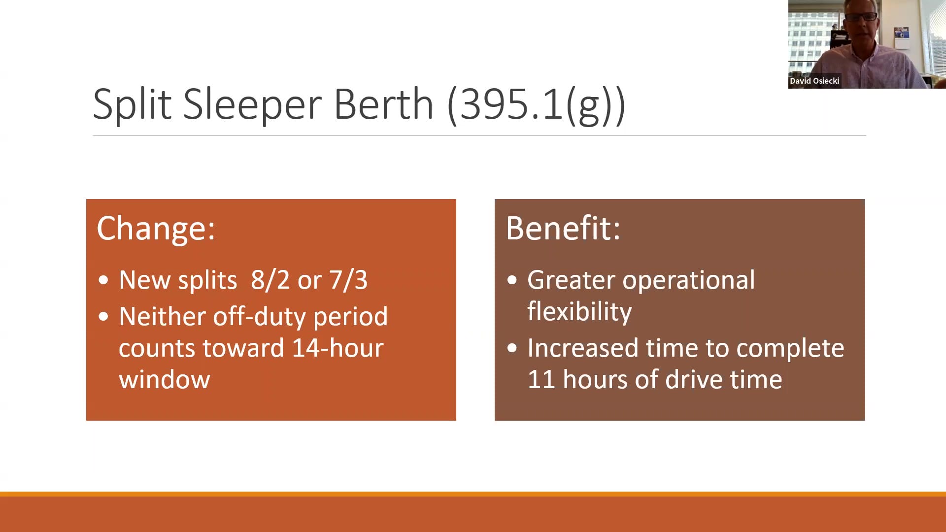 FMCSA Hours of Service Changes Split Sleeper Berth 395.1 (g)