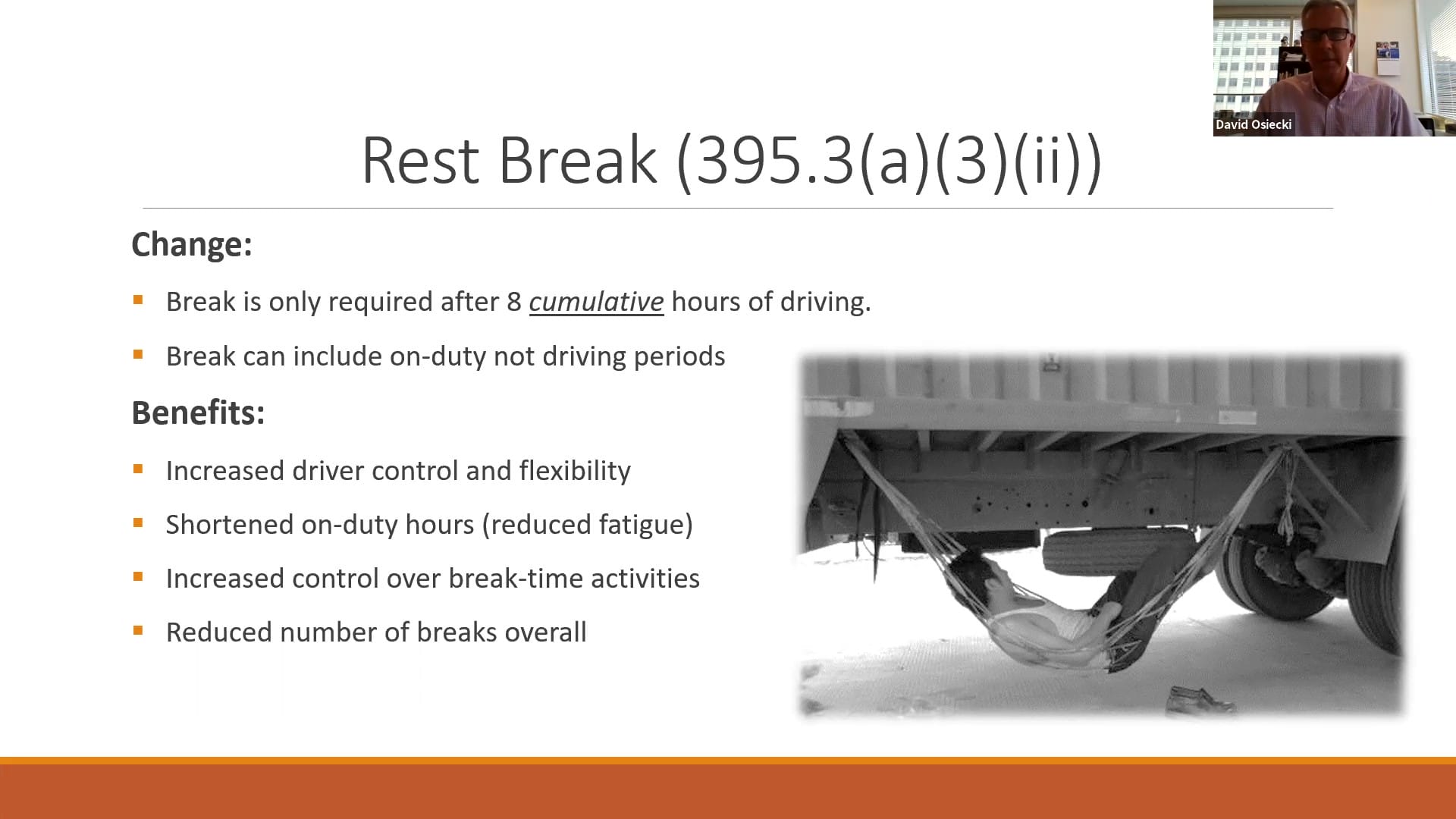 FMCSA Hours of Service Changes Rest Break 395.3(a)(3)(ii)
