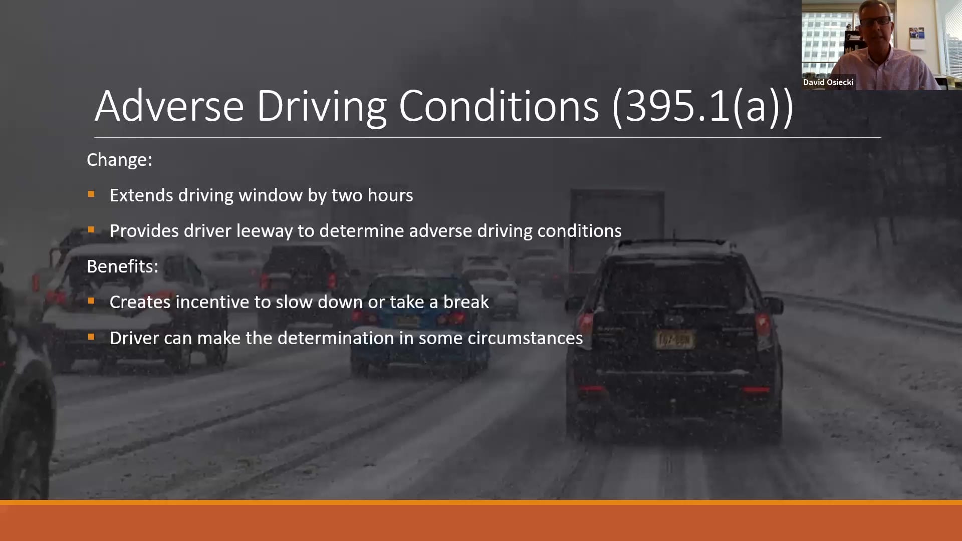 FMCSA Hours of Service Adverse Driving Conditions 395.1 (a)