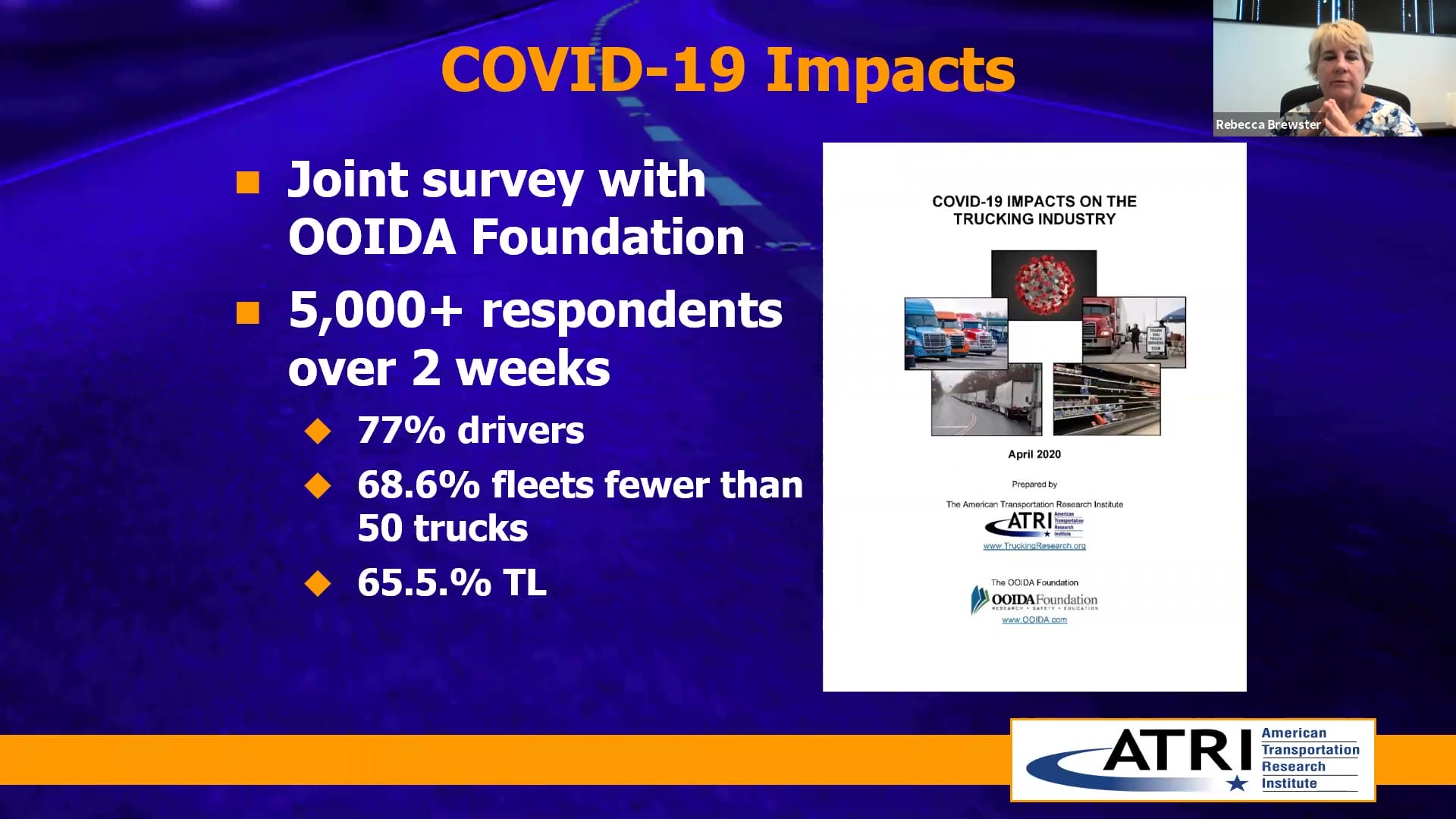 Trucking Industry Concerns 2020 from ATRI COVID-19 Impacts