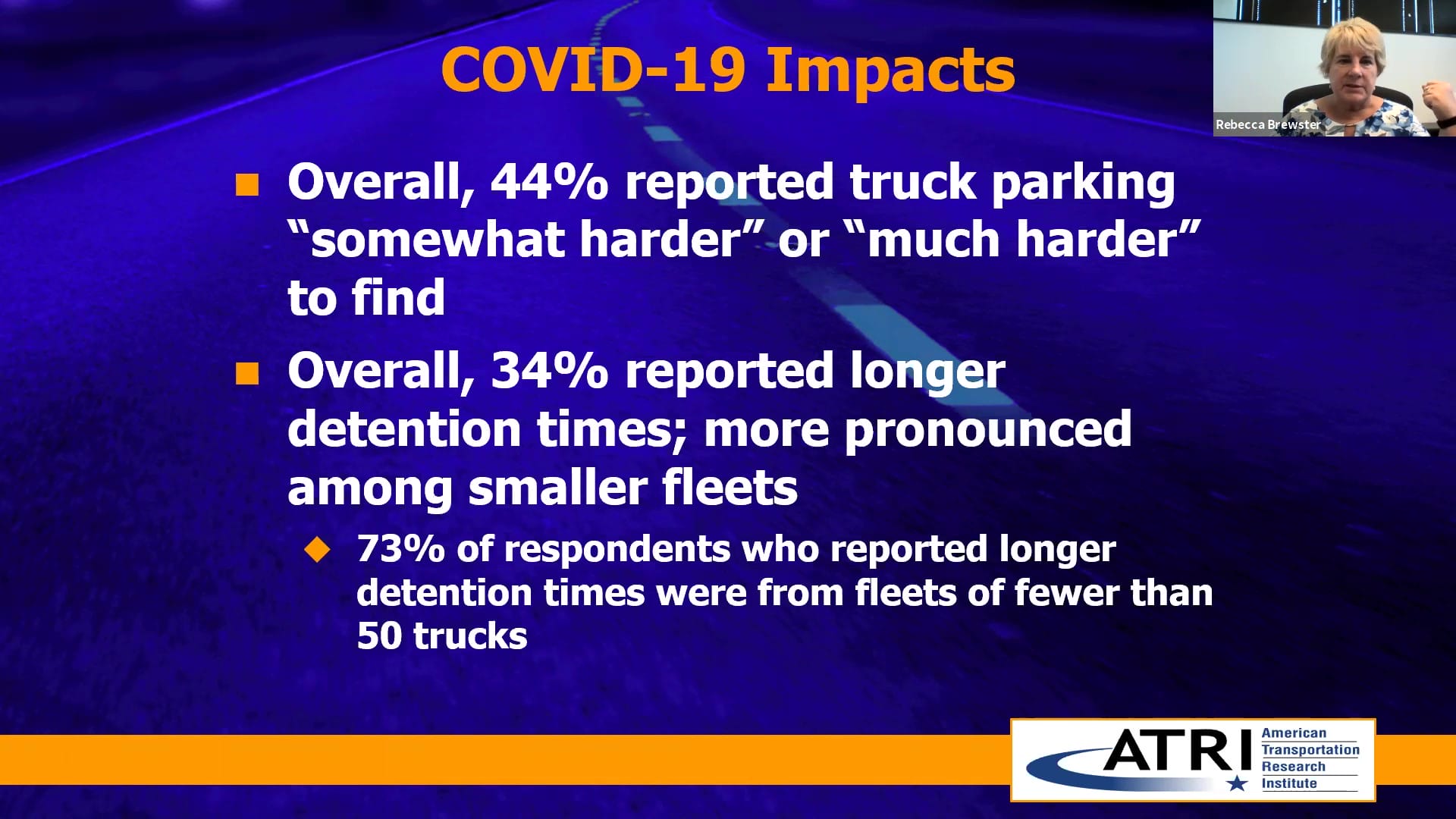 Trucking Industry Concerns 2020 from ATRI COVID-19 Overall Impacts