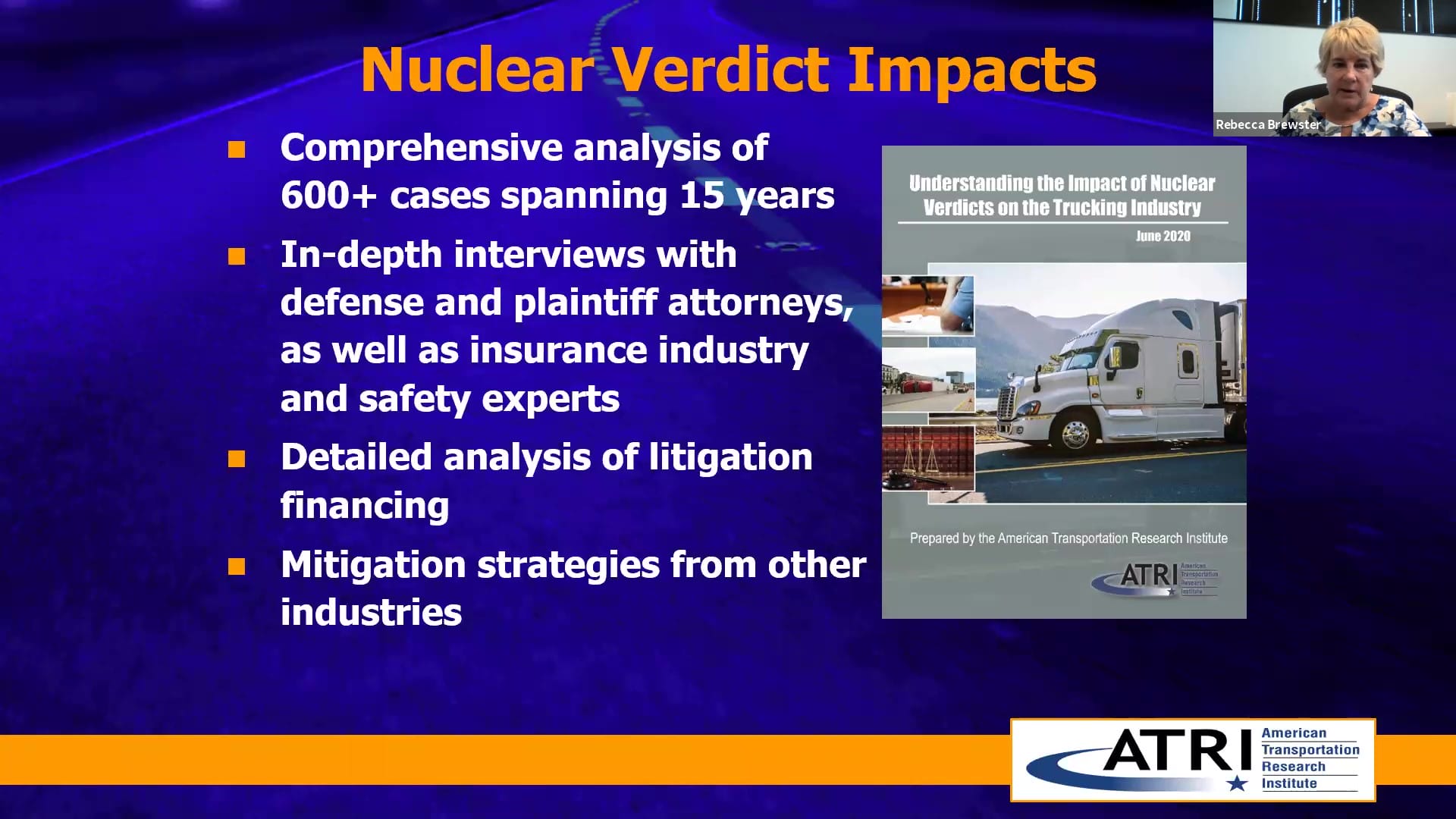 Trucking Industry Concerns 2020 from ATRI Nuclear Verdict Impacts
