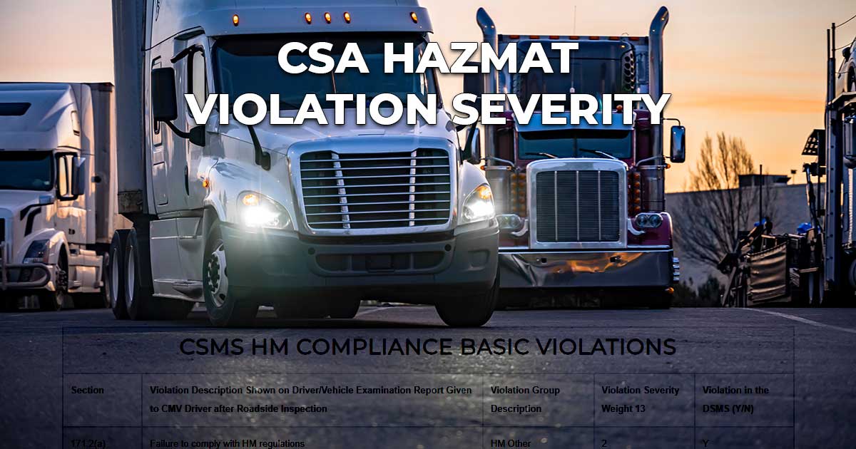 CSA Hazmat Violation Severity Chart InfinitI