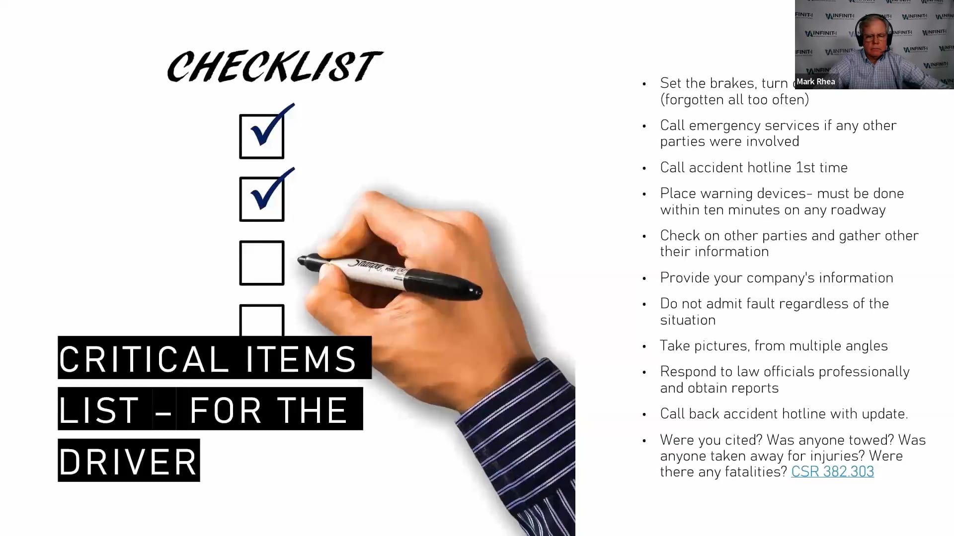 Trucking Accident Critical Items Checklist