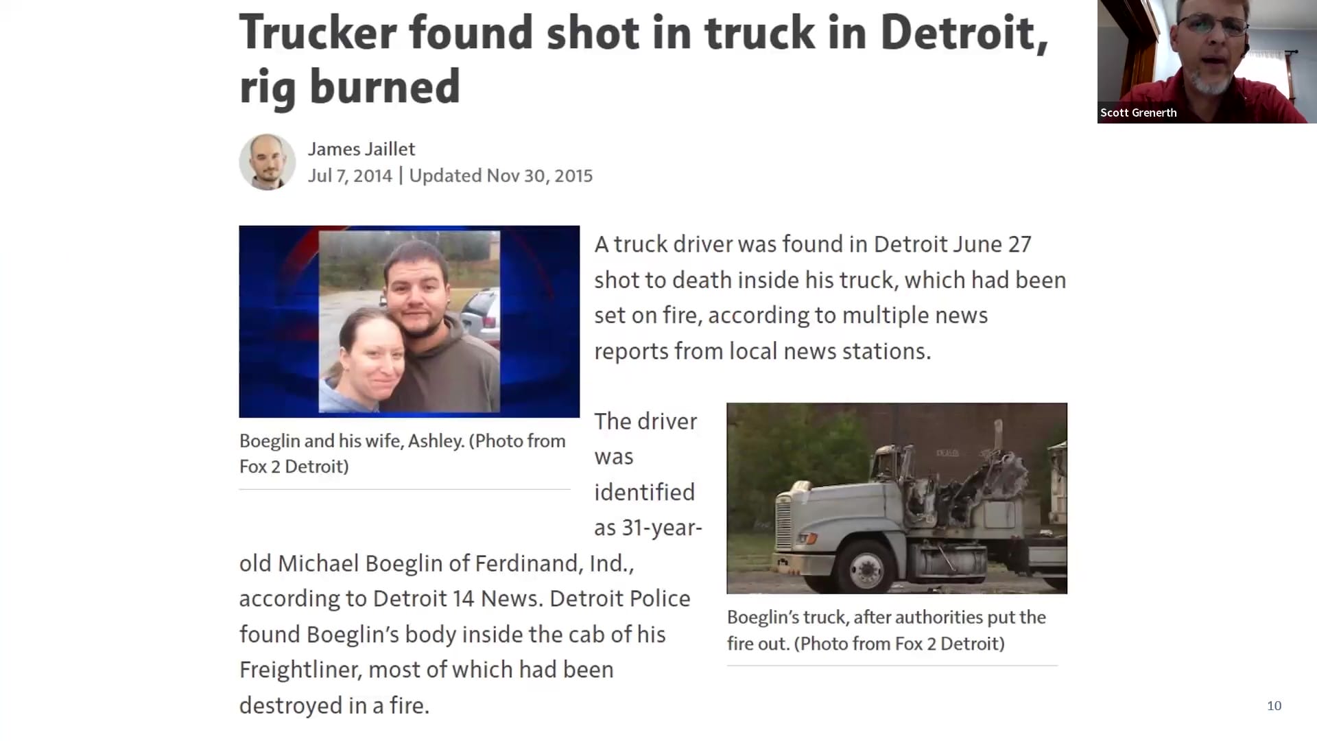 Trucker Michael Boeglin Shot In Truck Detroit