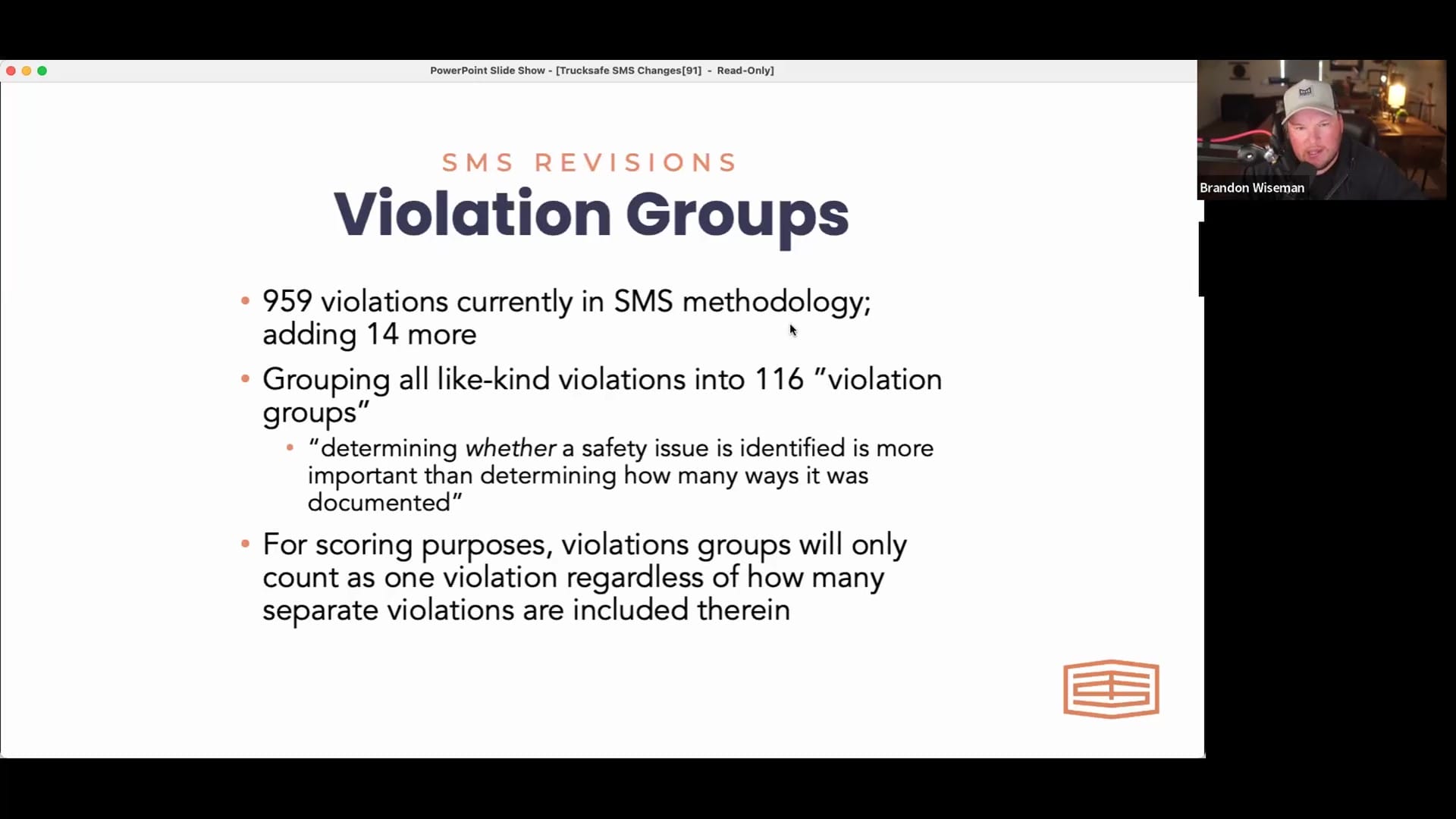 SMS Revisions Violation Groups