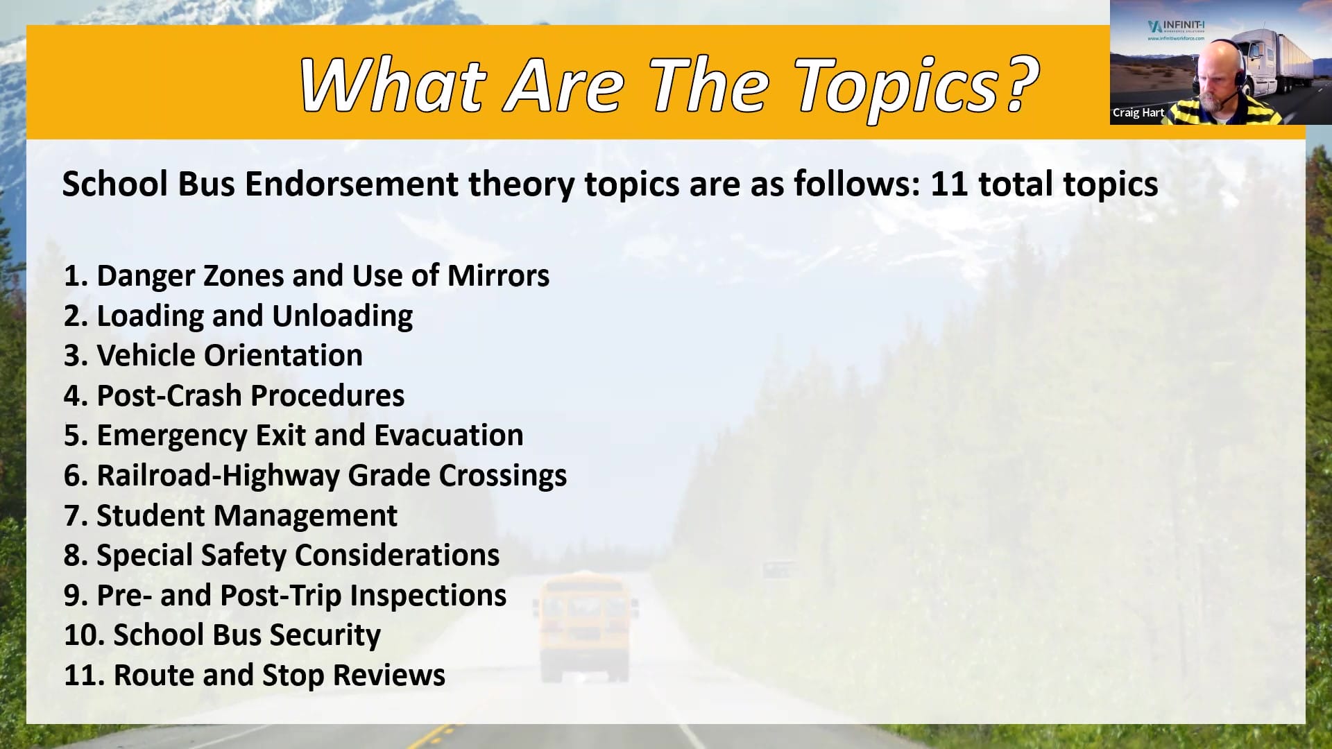 ELDT School Bus Endorsement Theory Topics