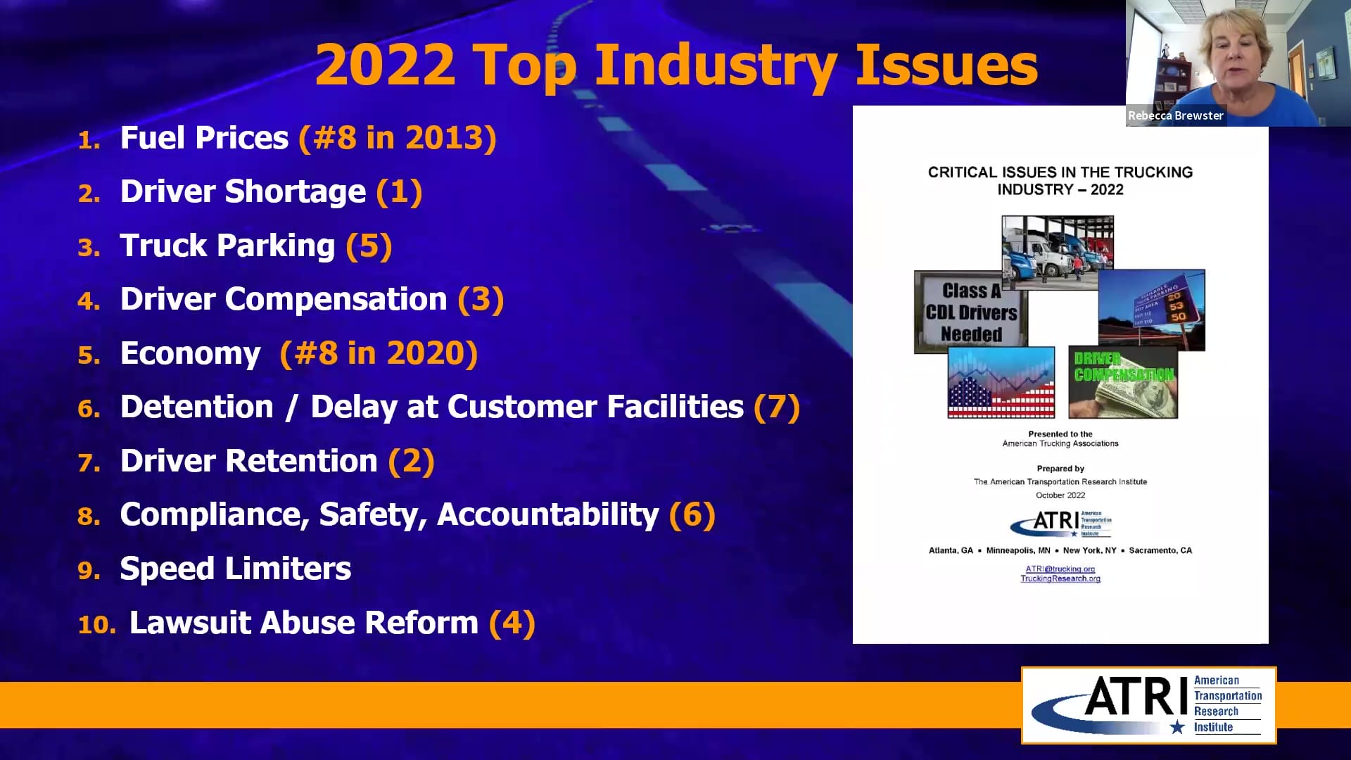 Top 10 Trucking Industry Concerns for 2022 ATRI List