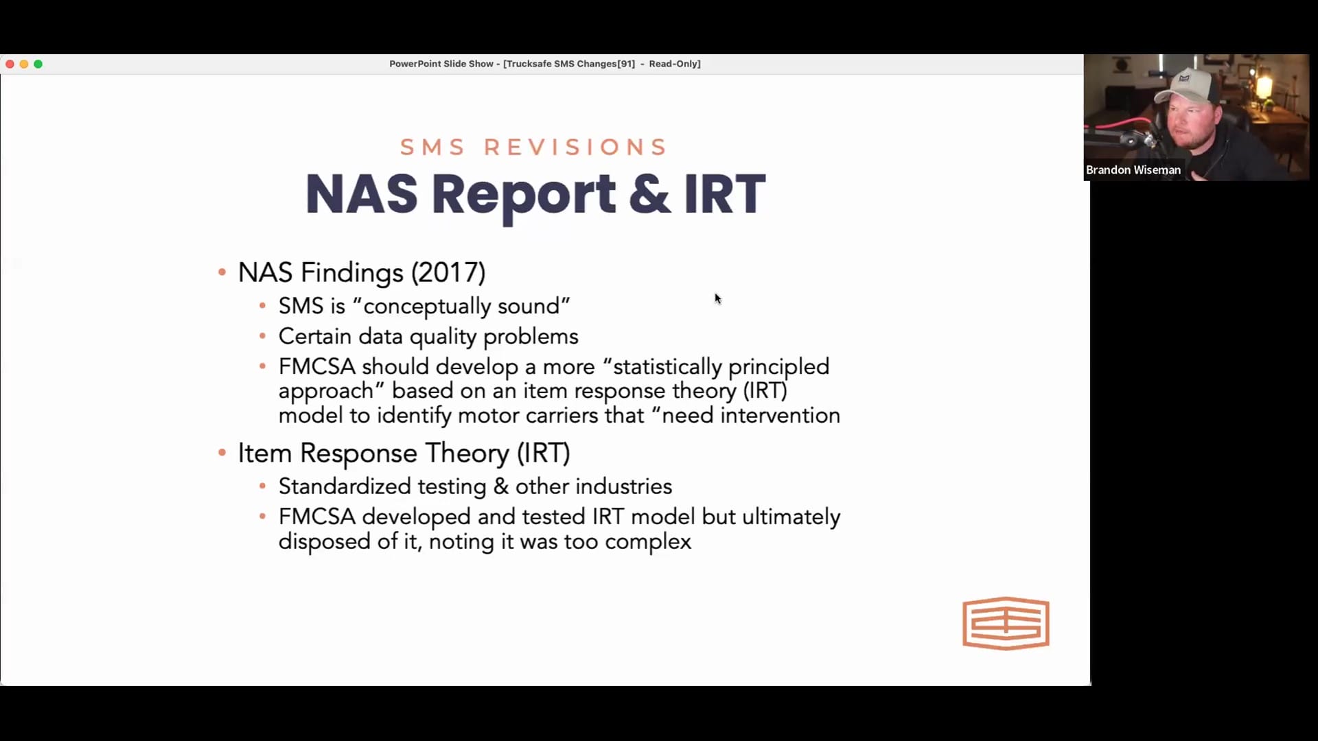 SMS Revisions NAS Report IRT
