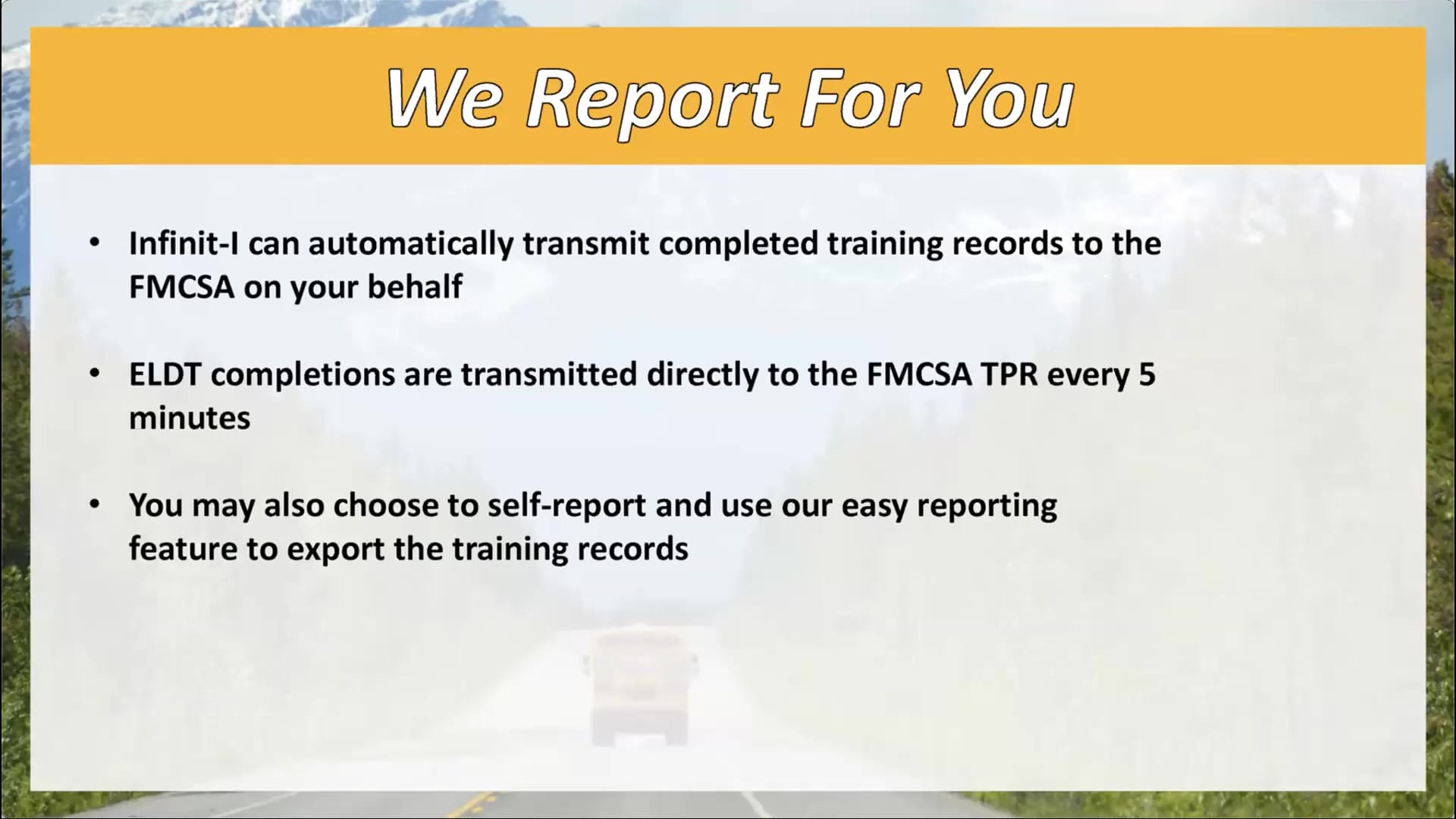 FMCSA ELDT Training Auto Reporting
