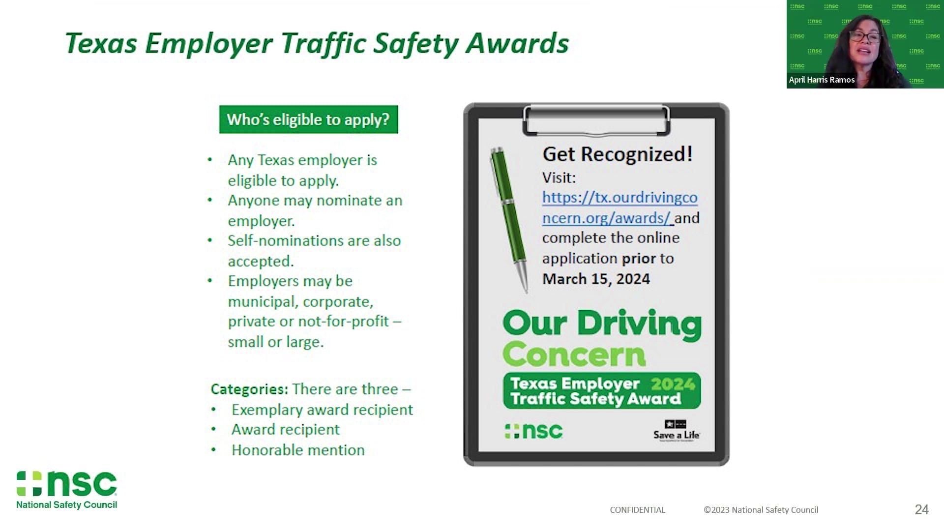 National Safety Council Presentation Safety Culture Socials Texas Employer Traffic Safety Awards