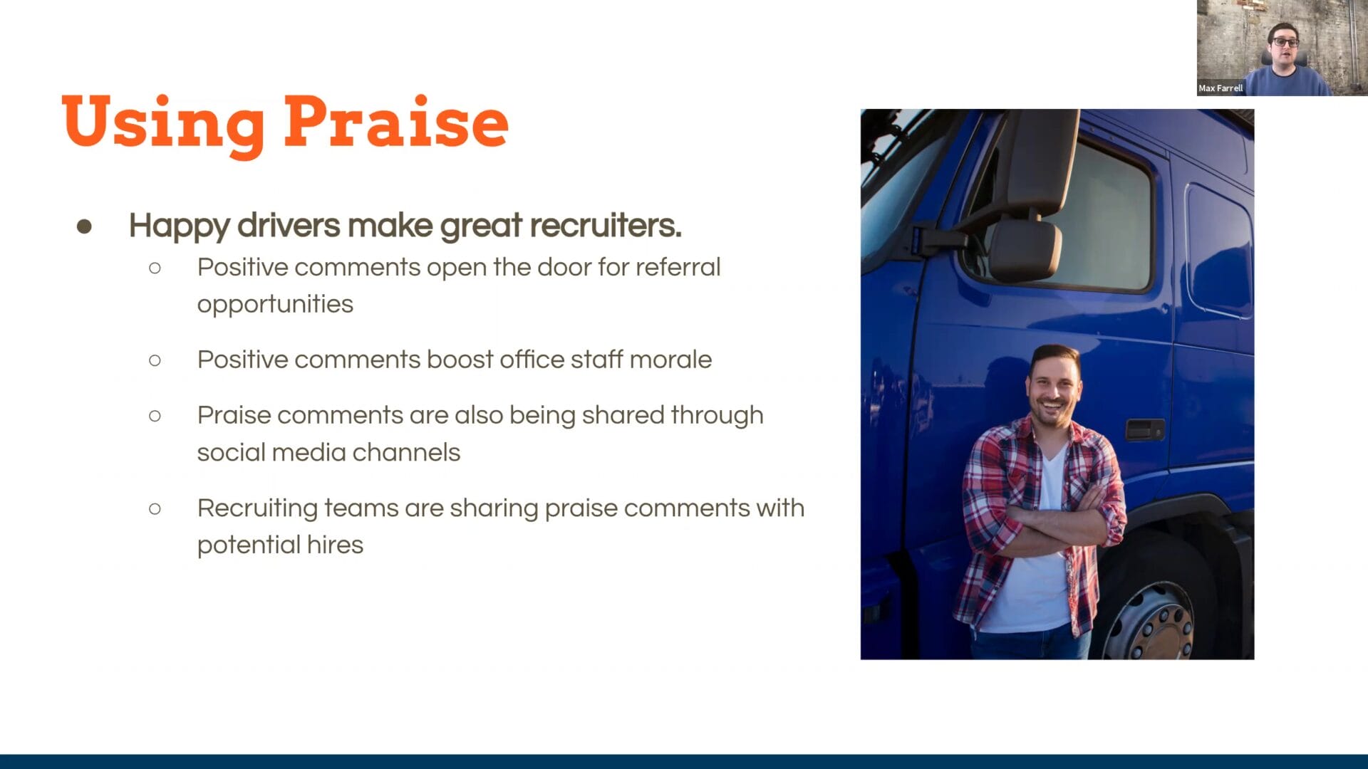 Driver Feedback to Improve Retention Using Praise