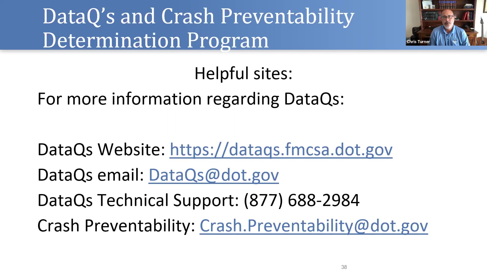 DataQ Crash Preventability Determination Program Helpful Sites