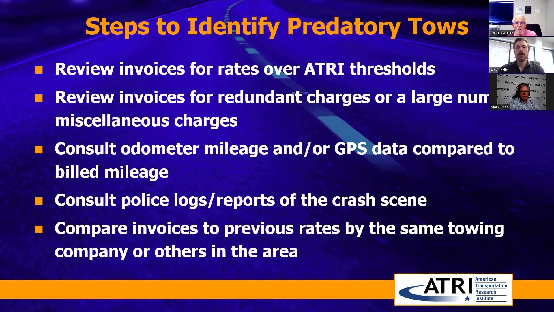 ATRI’s Research on Predatory Towing Steps to Identify Predatory Tows