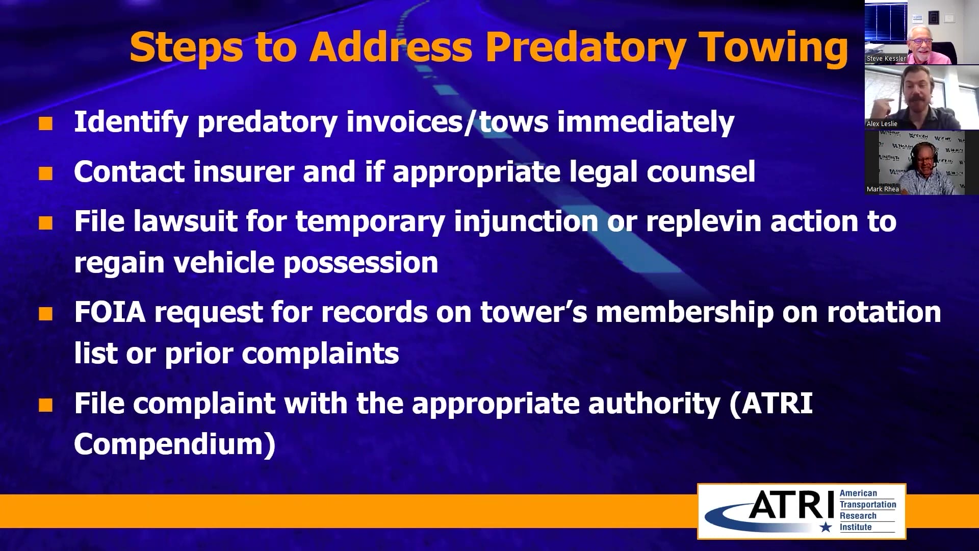 ATRI’s Research on Predatory Towing Steps to Address Predatory Towing